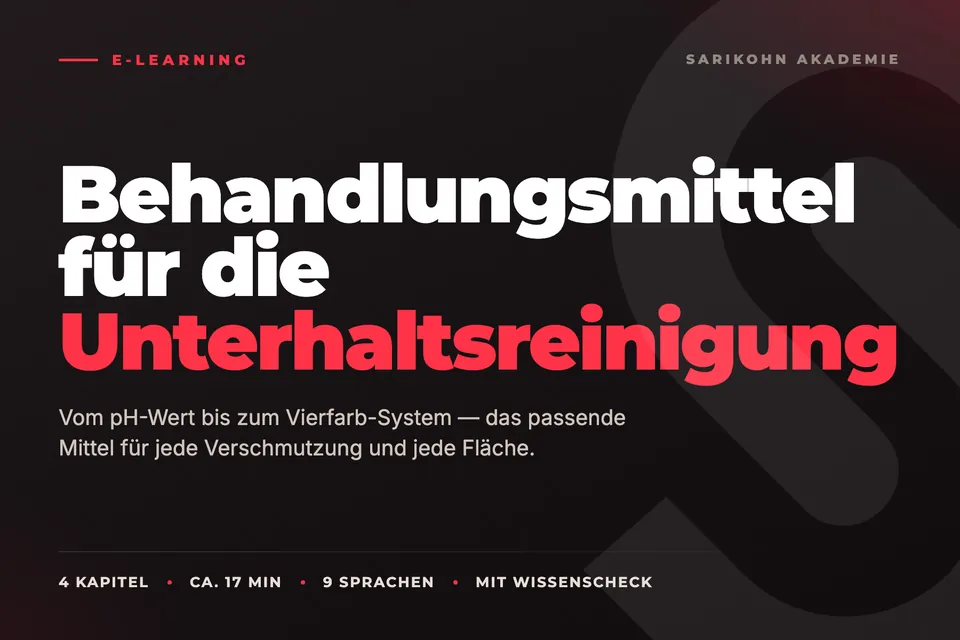 Kachel des Kurses „Behandlungsmittel für die Unterhaltsreinigung“