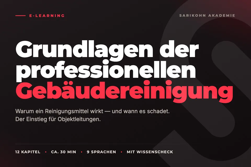Kachel des Kurses „Grundlagen der professionellen Gebäudereinigung“