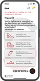 Smartphone mit einer Prüfungsfrage aus einem sarikohn-E-Learning in der Blink-App